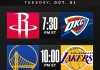 NBA官宣新赛季揭幕战：火箭VS雷霆 勇士VS湖人